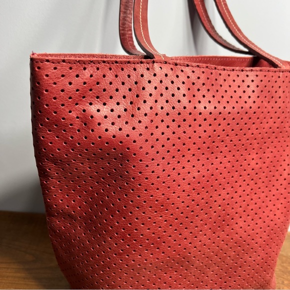 Humawaca handmade deep wine red leather tote bag - Picture 3 of 12